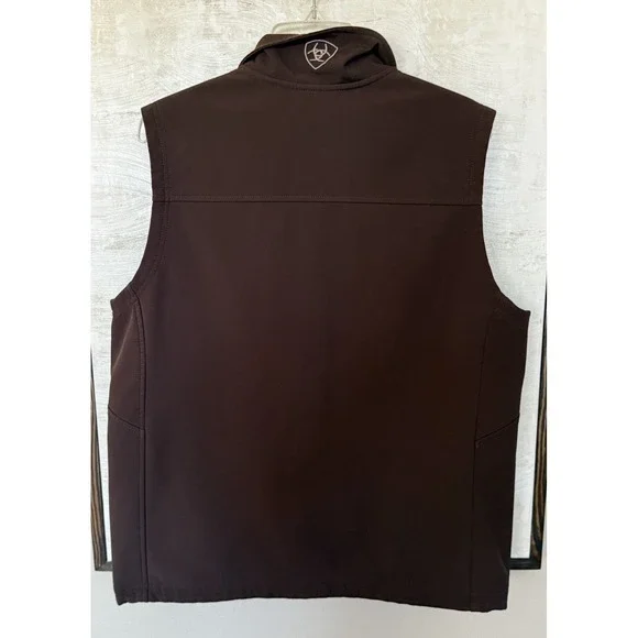 Ariat Softshell Vest Dark Brown Western Lightweight Zip Fleece Lined Mens Medium - Picture 7 of 12